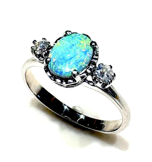Ringe Sommer Gioielli Dame Anello con pietra in Weißgold Opale OPALE AUST. DIA CT 0.12 G/VS - OPALE AUST. DIA CT 0.12 G/VS